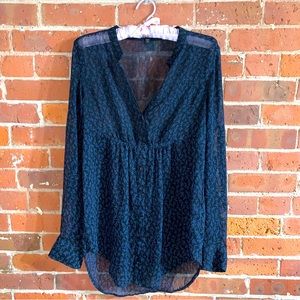 Express Sheer Long Sleeve Black (convertible to three-quarter sleeve) Blouse